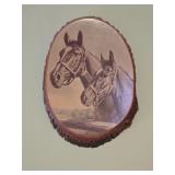 Horses Painted on Wood Slice 8"x 11"