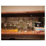 Canning jars and lids, salt, coke bottle, jug ,