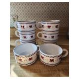 Heart design soup mugs bowls set of 8
