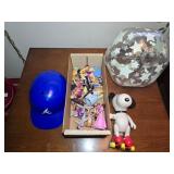 Baseball Helmet, Box of Figurines,  Skating