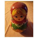 Vtg Hand Painted Russian Wooden Doll Musical