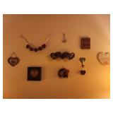 Heart wall hanging decor grouping 10 items