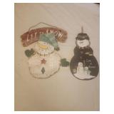 Wooden let it snow snowman , slate stone snowman