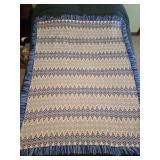 Blue & White Knit Blanket 82"x 50"
