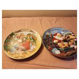 Two 8" AVON CHRISTMAS BEAR COLLECTOR PLATES