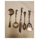 Vintage ornate spoon and knife, salt shovel