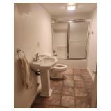 Bathroom pedestal sink , shower doors hardware,