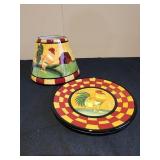 Rooster candle shade and 7" plate