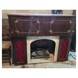 Vtg Fireplace w/ Serving Bar, 8-Track & Record