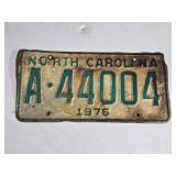 Vintage 1976 North Carolina Liscense Plate