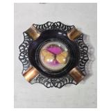 4ï¿½" Metal Ashtray w/  Real Butterfly in Center