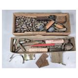 2 Trays W/ Ammo, Vtg Paper Shell, Empty Brass