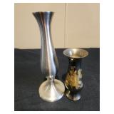 Leonard pewter bud vase, vtg Brass bud vase