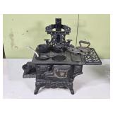 Miniature Crescent Cast Iron Stove w/ Accessories