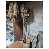 Rope, barrel with nails , coat tree,  furniture