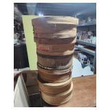 6 wooden hoop cheese boxes