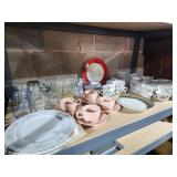 Assorted vintage china, glassware, coke glass,