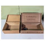 2 Vtg Wooden Storage Boxes