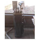 Vintage golf bag and golf clubs