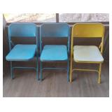 Vintage set of 3 metal and vinyl chairs 15 x 29.5