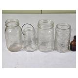 Vtg Quart, Pint Jars & Mini Bottle