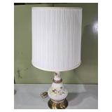 Vintage Brass & Porcelain Hand Painted 29" lamp