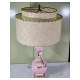 Vintage Pink & Gold Table Lamp 30" tall