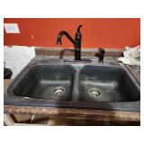 33W x22D x9" H double sink with faucet, have to