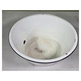 Vtg White w/ Black Rim Enamelware Wash Basin 13"