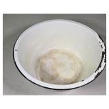 Vtg White w/Black Rim Enamelware Wash Basin 13"