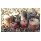 Metal and a plastic gas cans