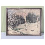 Vtg Framed Outdoor Print 14ï¿½"x 12"