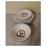 Century Stoneware "Remy" rooster dinner setting.