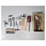 Cigar Box w/ Feeler Guages, Scrapers, Various