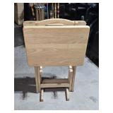 2 Wooden TV Dinner Trays & Stand