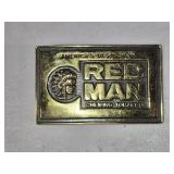 Brass Red Man Chewing Tobacco Belt Buckle