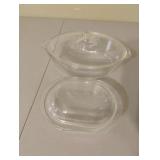 Pyrex glass oval bowls with lids