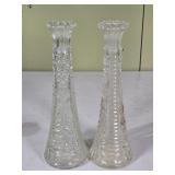 2 Vtg Anchor Hocking Star & Bars 9" Clear Bud