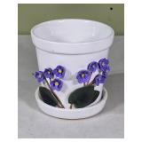 White 4ï¿½" Floral Pottery Vase