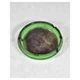 Vtg Emerald Green 4" Glass Ashtray