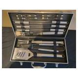 Grill set utensils in case