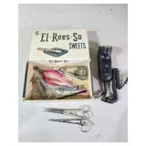 Cigar Box w/ Razors, Scissors, Nail Clippers &
