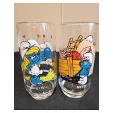 Set Of 2 Vintage 6" Smurf Glasses 80s- Hedty