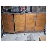 Wooden Cabinet w/ Contents 73"L 20"W 37"T
