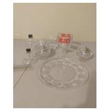 Pepsi-Cola pedestal glass, sugar bowls with lids