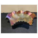 Northwood Stippled Rays Amethyst Carnival Glass