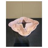HULL POTTERY 14x2.5" pink with black swirls mcm