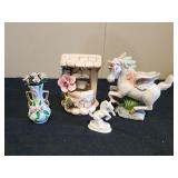 5" wishing well. Unicorn, Pegasus, flower vase