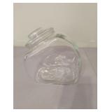 Vintage Slant Glass Counter Jar With Glass Lid