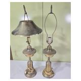 2 Vtg Brass Lamps 29" tall